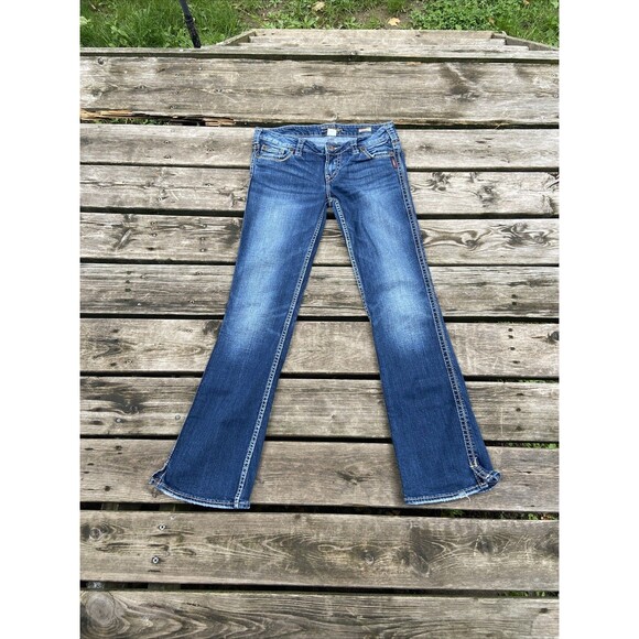 Silver Jeans Frances 18" Boot Womens Size 30W/33L Y2K Dark Wash Thick Stitched - Picture 2 of 16